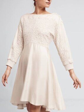 Anthropology Holding Horses long sleeve crochet dress bone size M